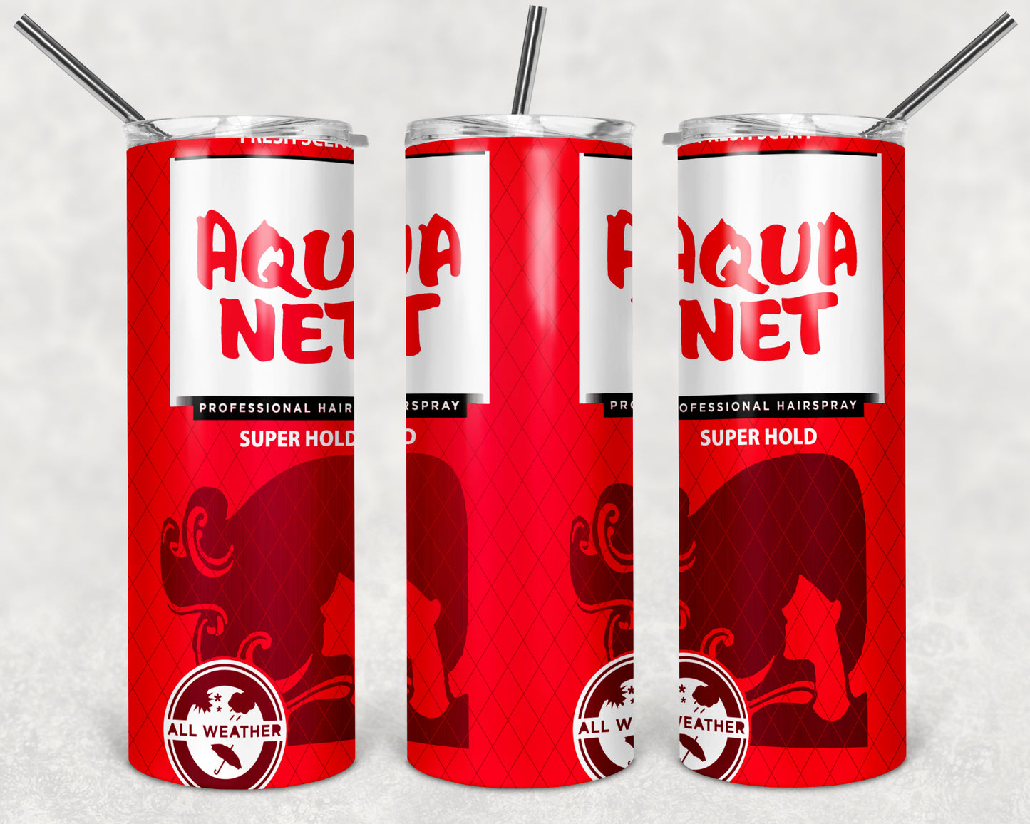 Aqua Net Hair Spray Red and White tumbler