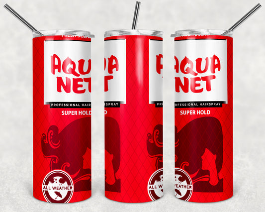 Aqua Net Hair Spray Red and White tumbler