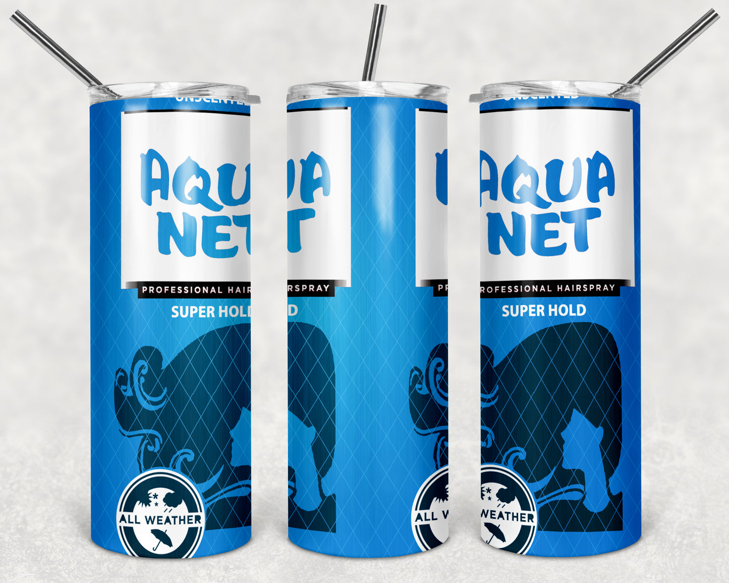 Aqua Net Hair Spray Blue tumbler