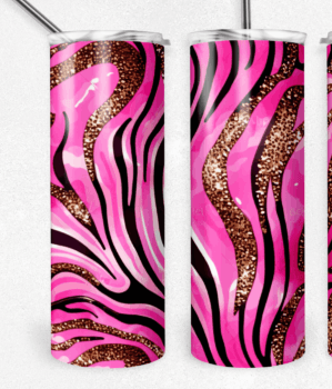 Pink Agate Glitter Zebra pattern tumbler