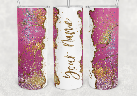 Pink Glitter Agate Customized tumbler