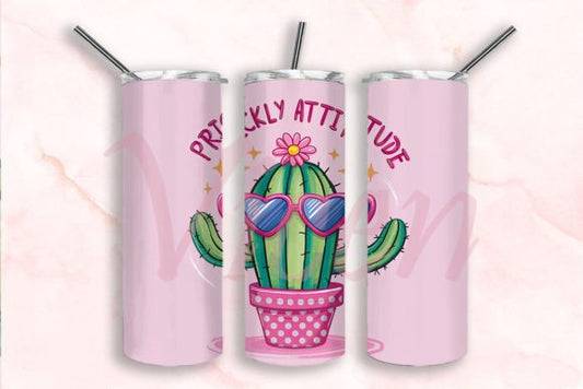Prickly Attitude Cactus pink tumbler