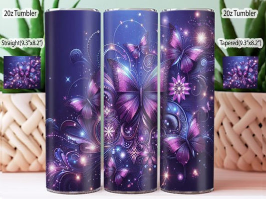 Purple, Blue Butterfly tumbler