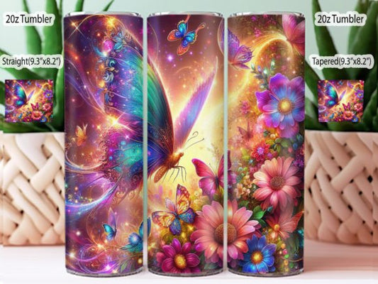 Purple, Blue Butterfly tumbler