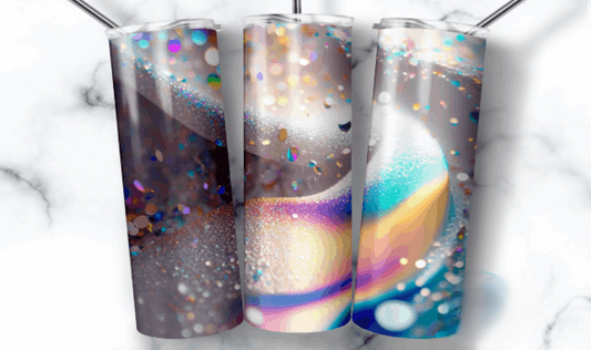 Silver Glitter Rainbow tumbler