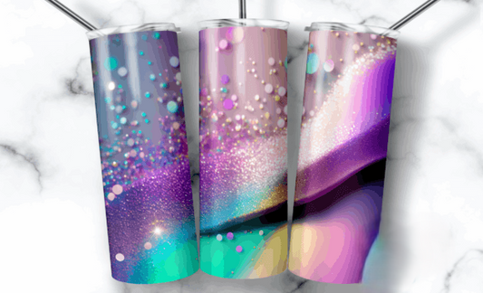 Purple Glitter Holographic Tumbler