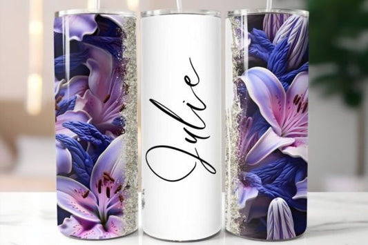 Customized Purple Lily tumbler