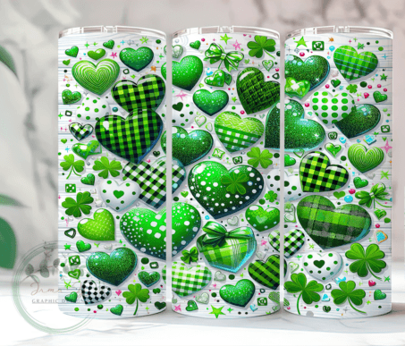 St. Patrick's Green heart tumbler