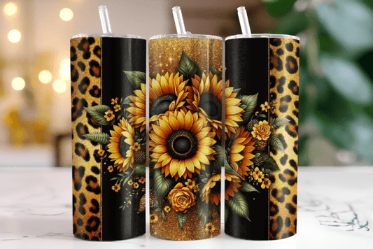 Sunflower black and Gold color tumbler