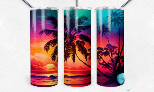 Sunset on Beach With Palm Tree