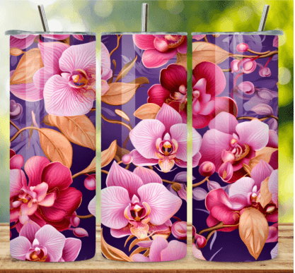 Bright Orchid Tumbler with pinks, orange and purple