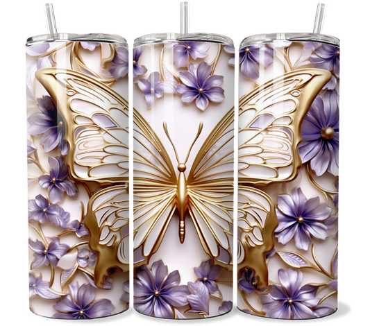 White and Purple Butterfly tumbler