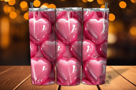 Large Colorful Pink Heart Tumbler