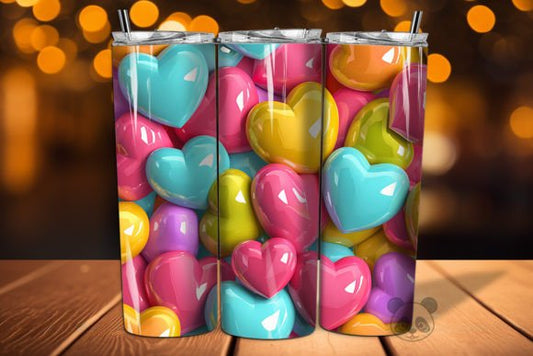 Large Colorful Glossy Hearts tumbler