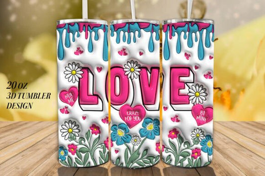 3D Love Inflated Flower Tumbler