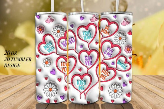 Valentine's 3D Candy Heart inflated tumbler