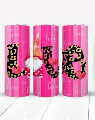 Hot Pink Love Gnome tumbler