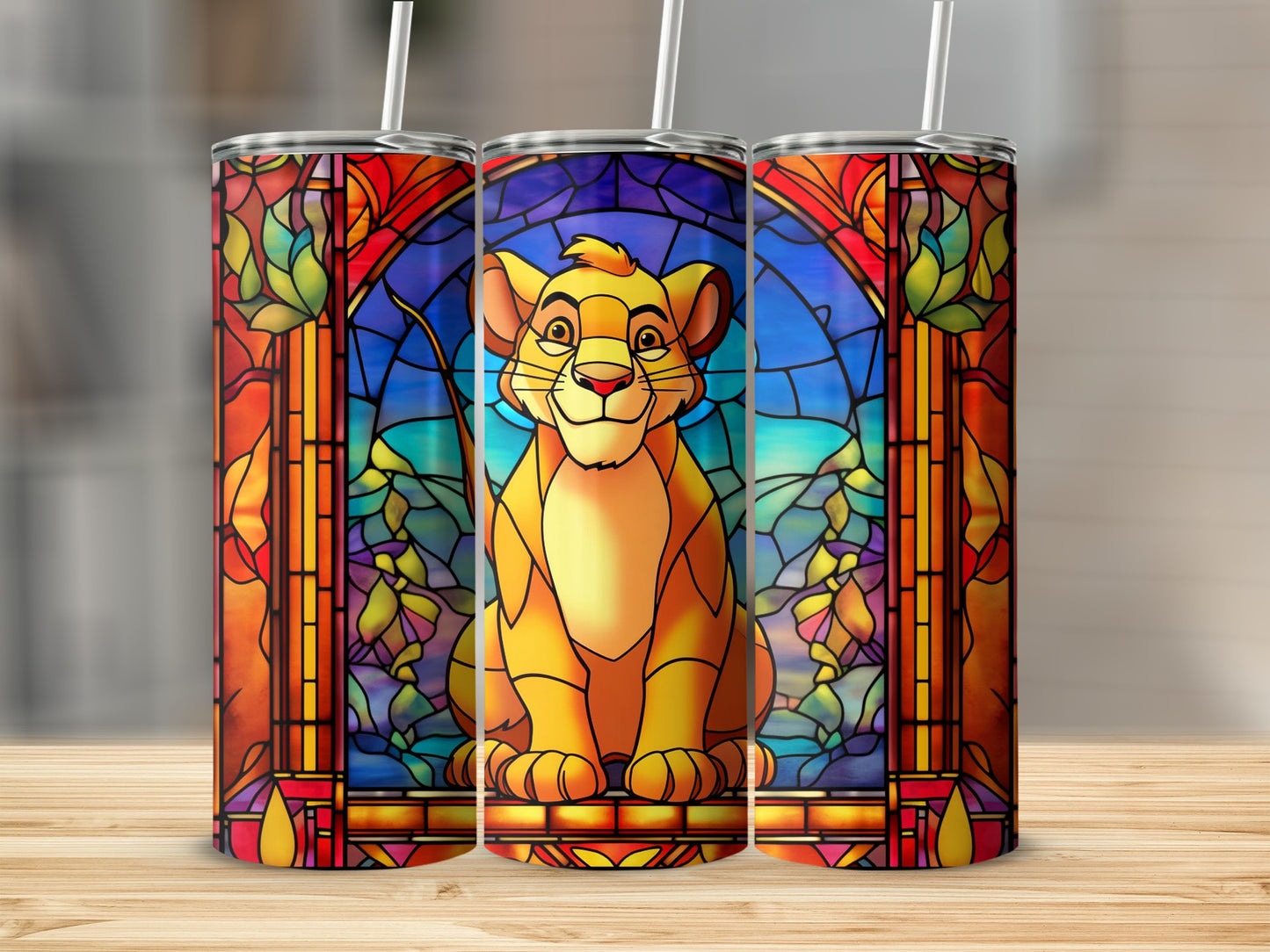 Stained Glass Lion Design Insulated Tumbler Product