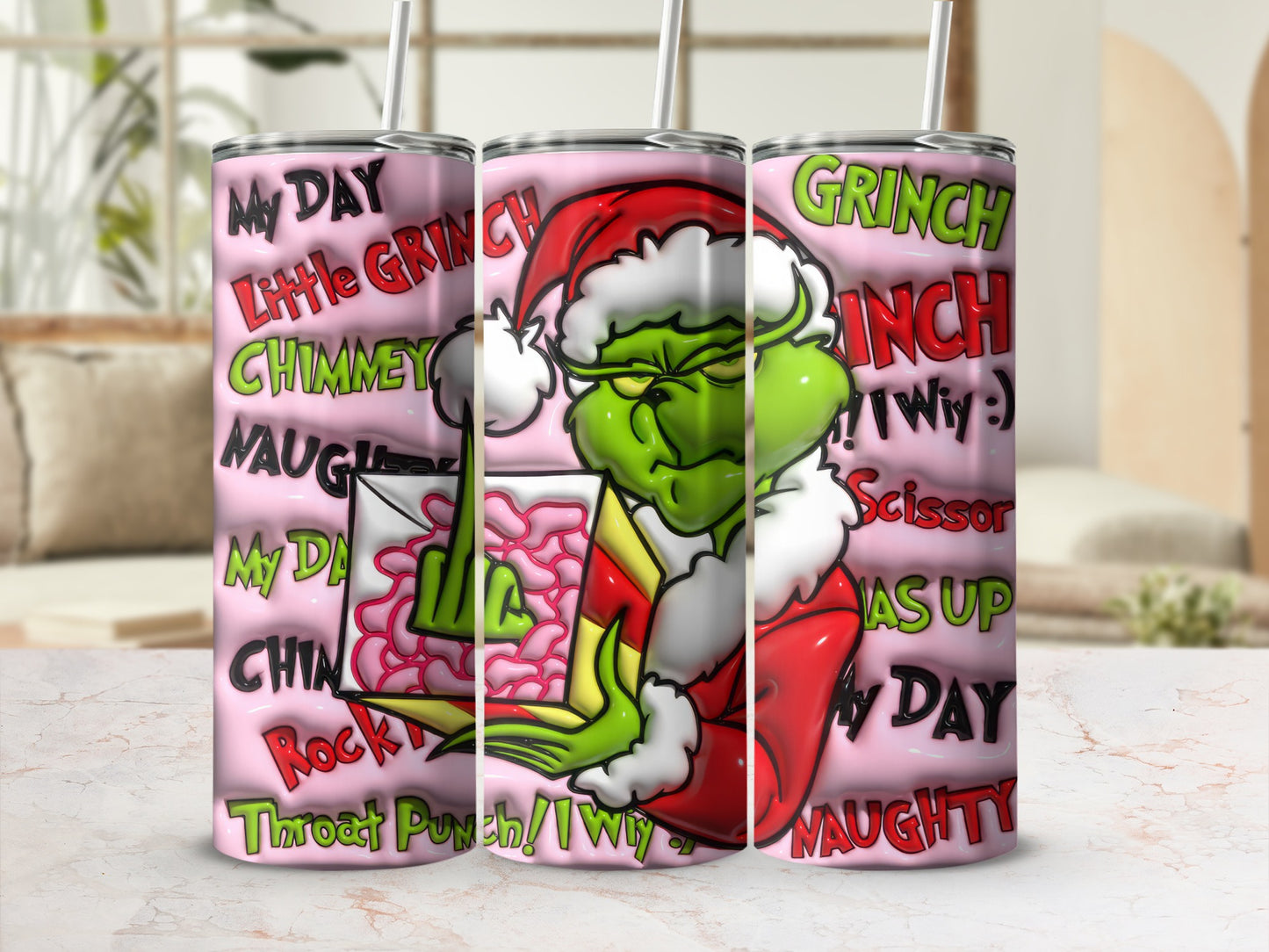 Grinch Naughty Santa Holiday Tumbler for Festive Cheer