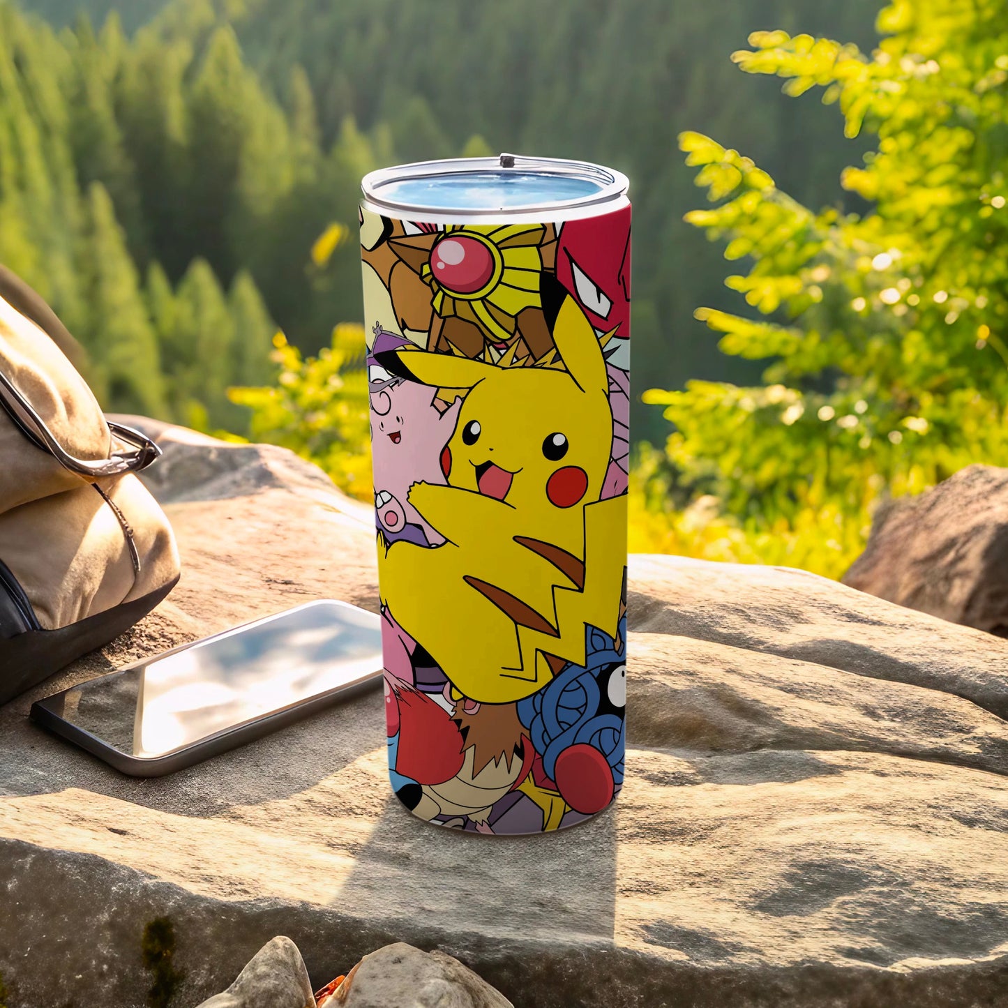 Vibrant Pikachu and Friends Tall Tumbler Cup Design