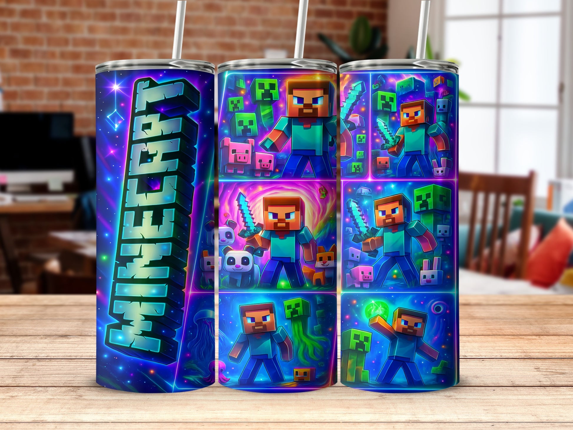 Minecraft Themed Tumbler Mug Gift for Gamers or Kids