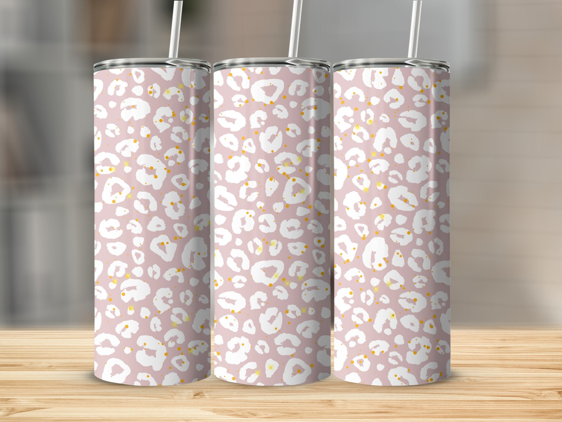 Pink and White Leopard Print Insulated Tumbler