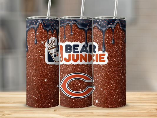 Bear Junkie Glitter Tumbler With Straw Tumbler