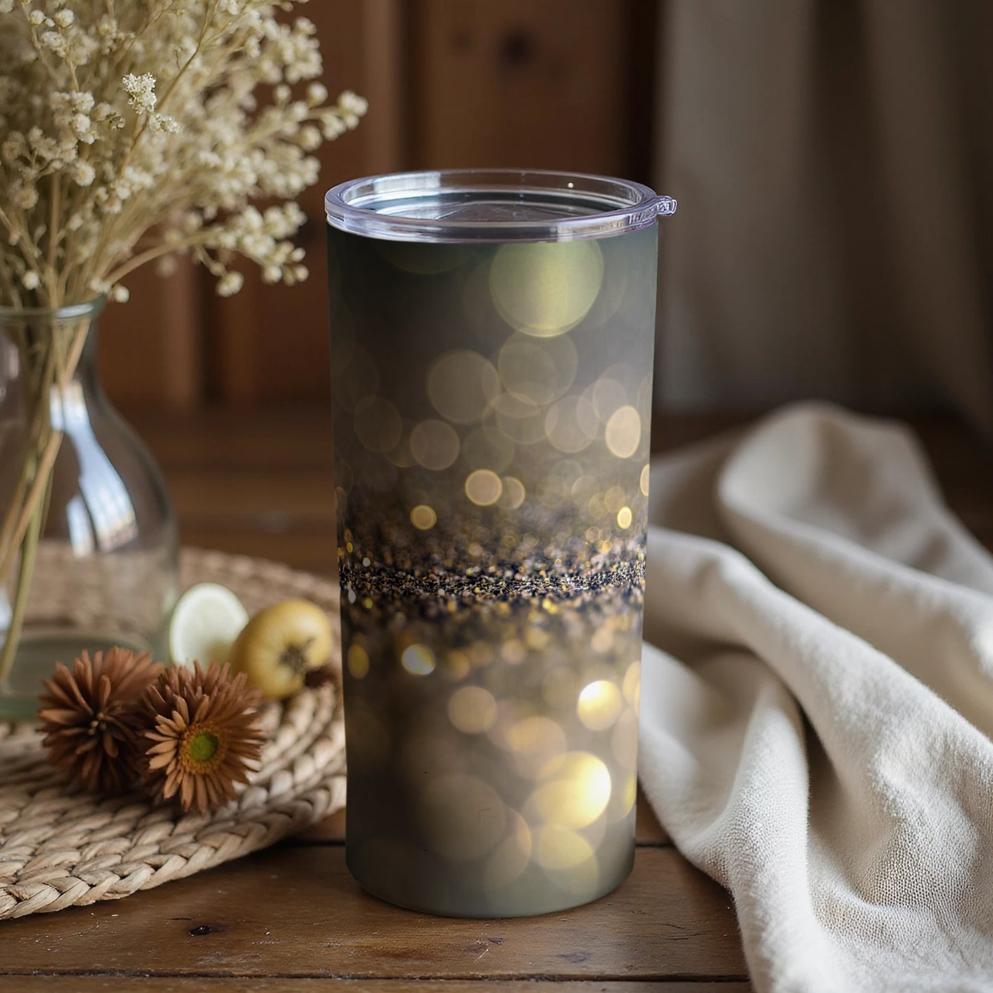 Glittering Bokeh Design Insulated Tumbler