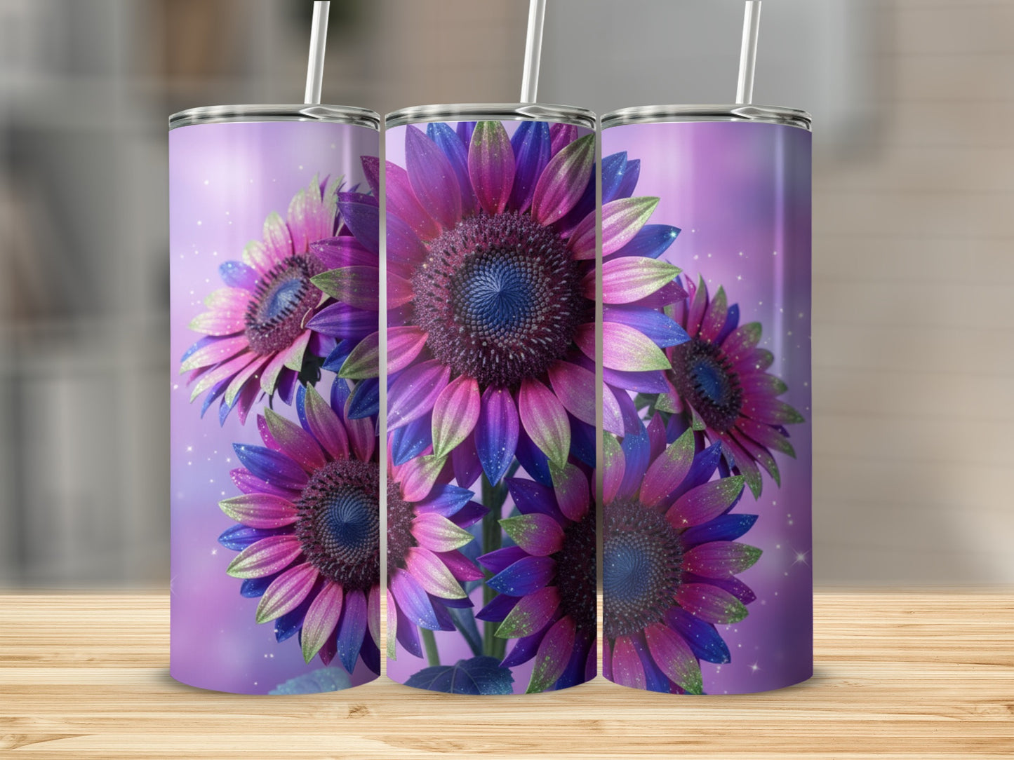 Vibrant Neon Floral Sunflower Design Tumbler Product