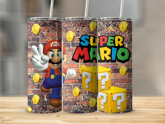 Super Mario Brick Wall Design stainless steel tumbler