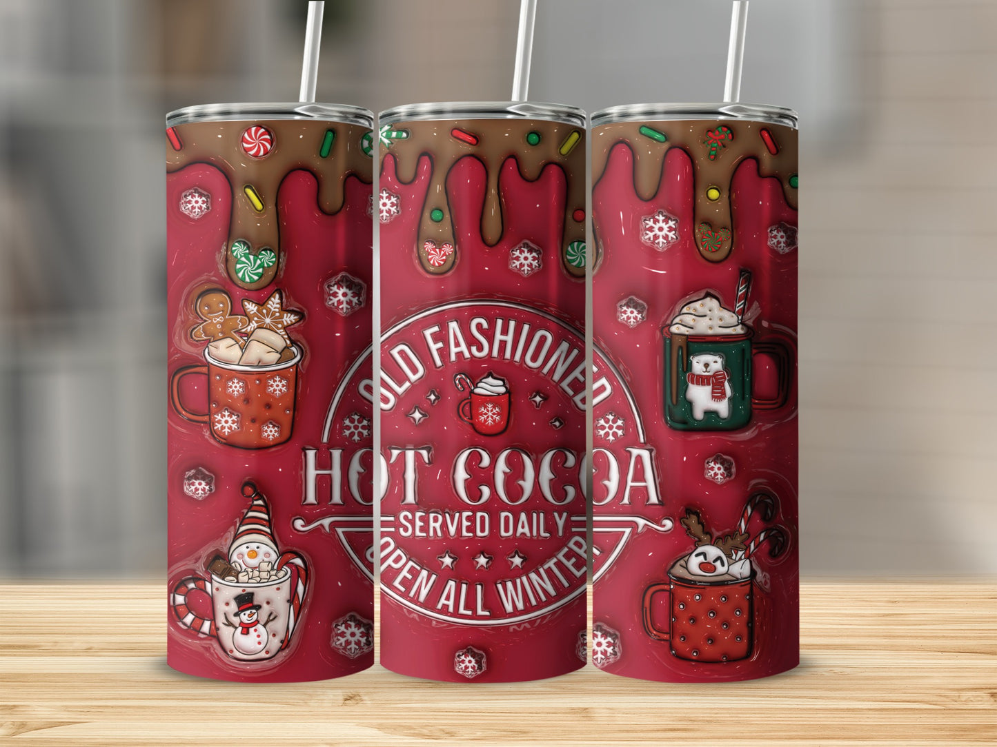 Old Fashioned Hot Cocoa Mug Design Insulated Tumbler