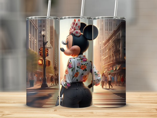Urban City Minnie Mouse Tumbler with Floral Jacket Design