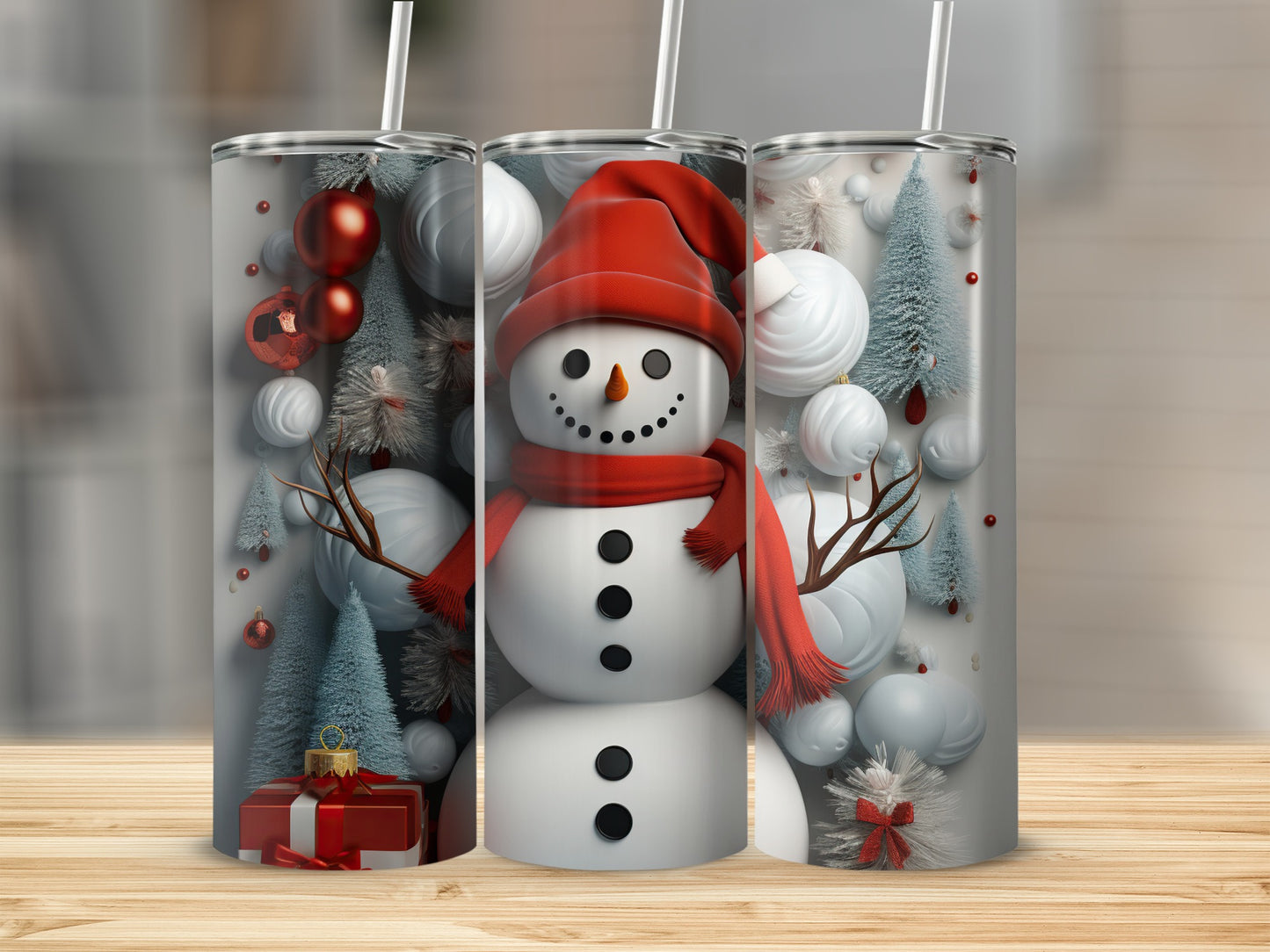 Festive Snowman and Christmas Tree Tumblers Product