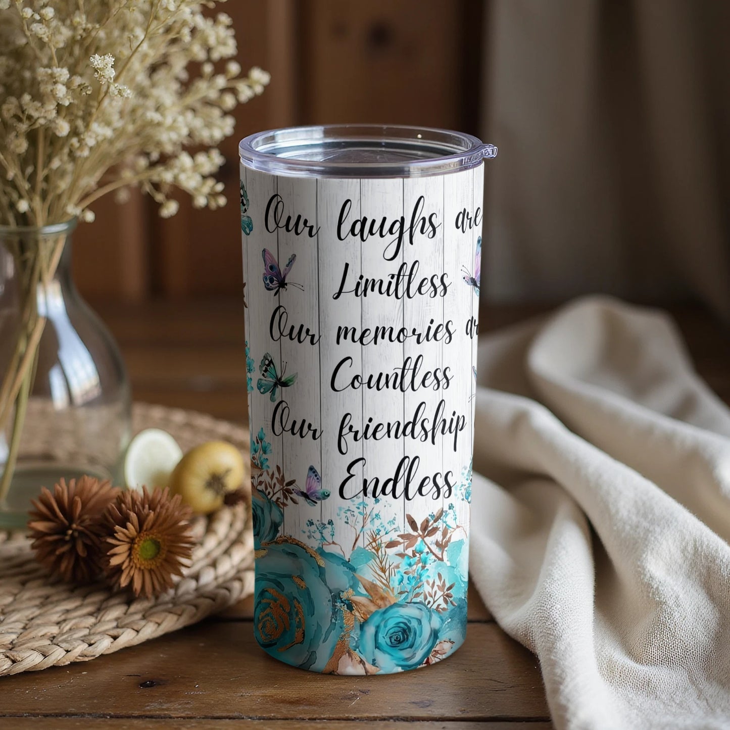 Endless Friendship Memories Floral Tumbler Product