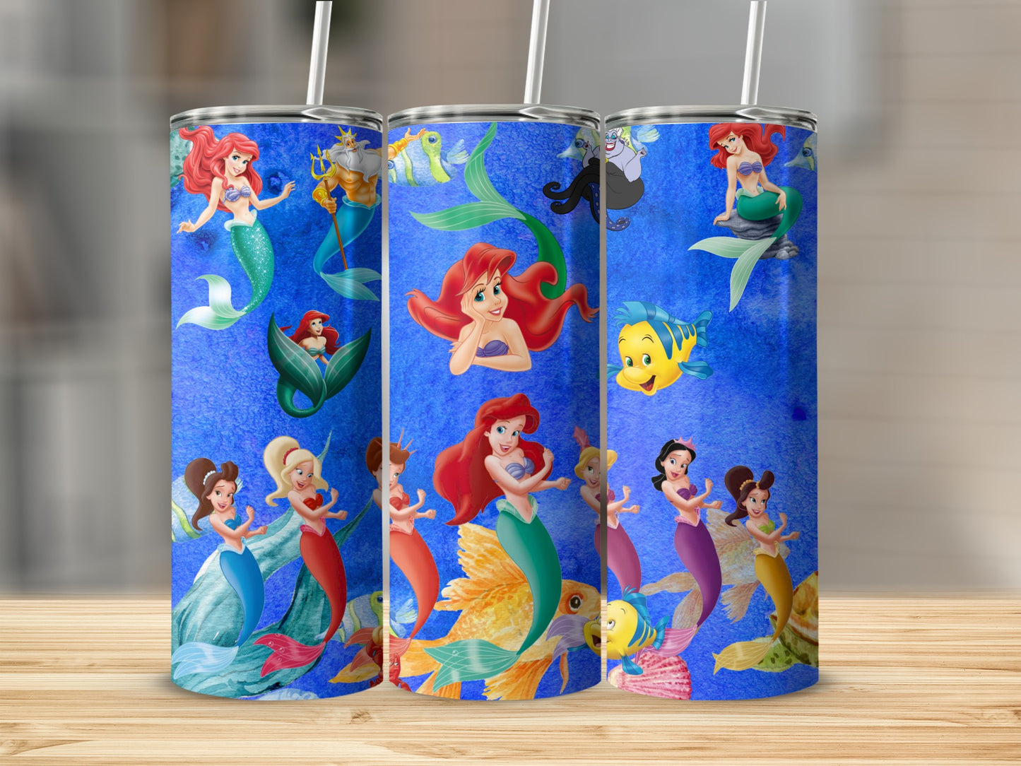 Colorful Mermaid Characters Insulated Tumbler Flask