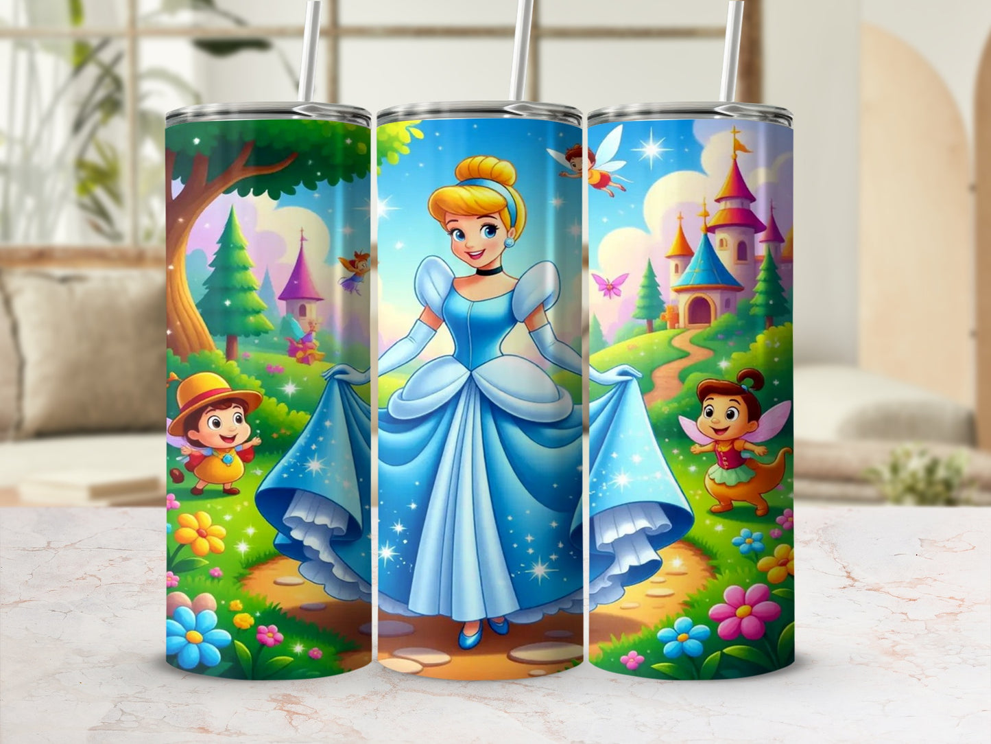 Fairy Tale Princess and Friends Design Insulated Tumbler