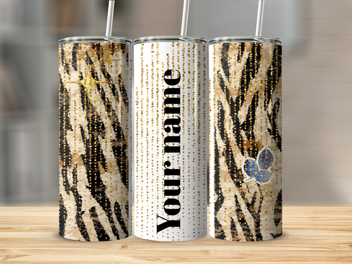 Customizable Animal Print Tumbler with Your Name Design