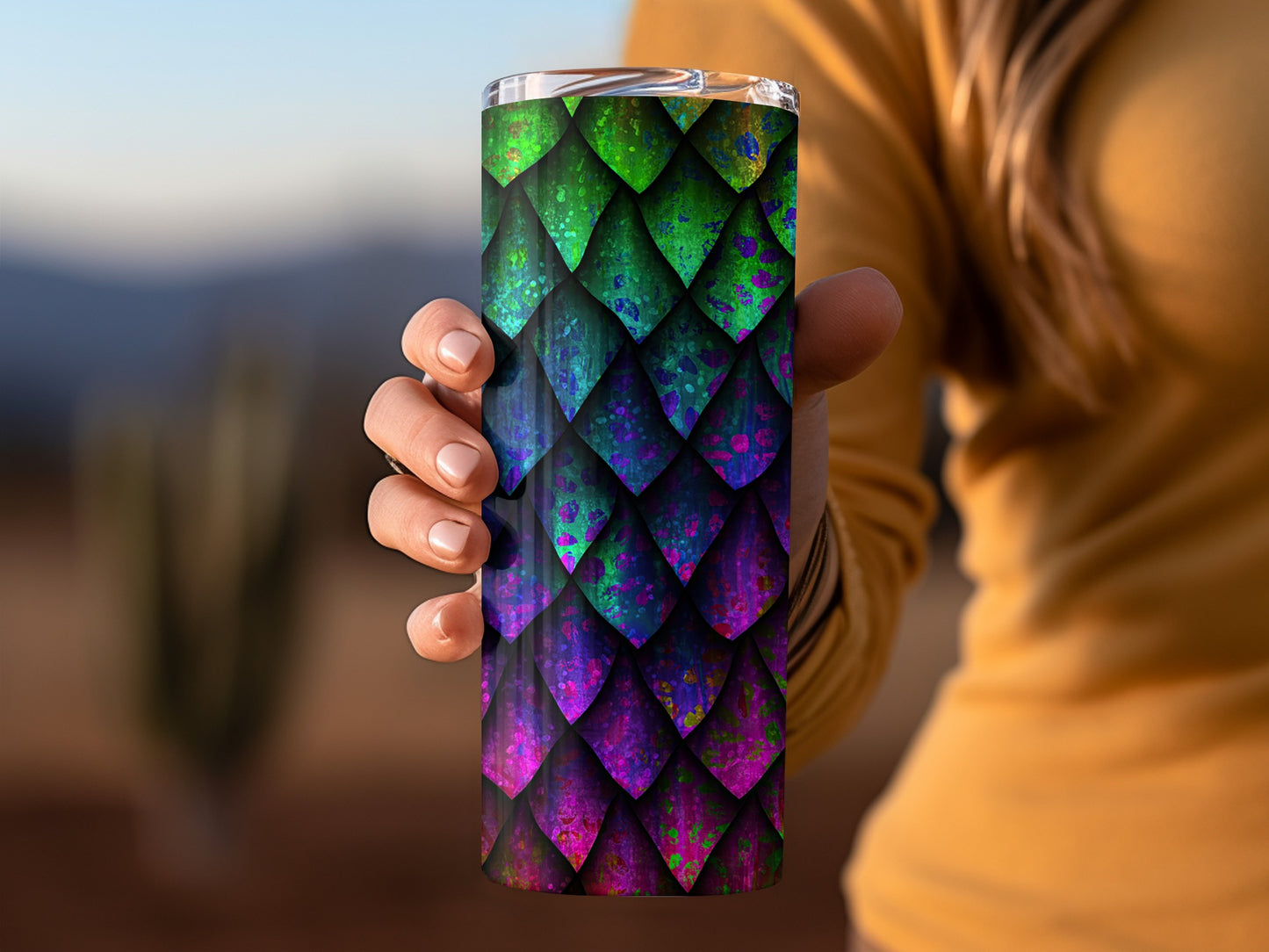 Colorful Dragon Scales Seamless Texture Background Tumblers
