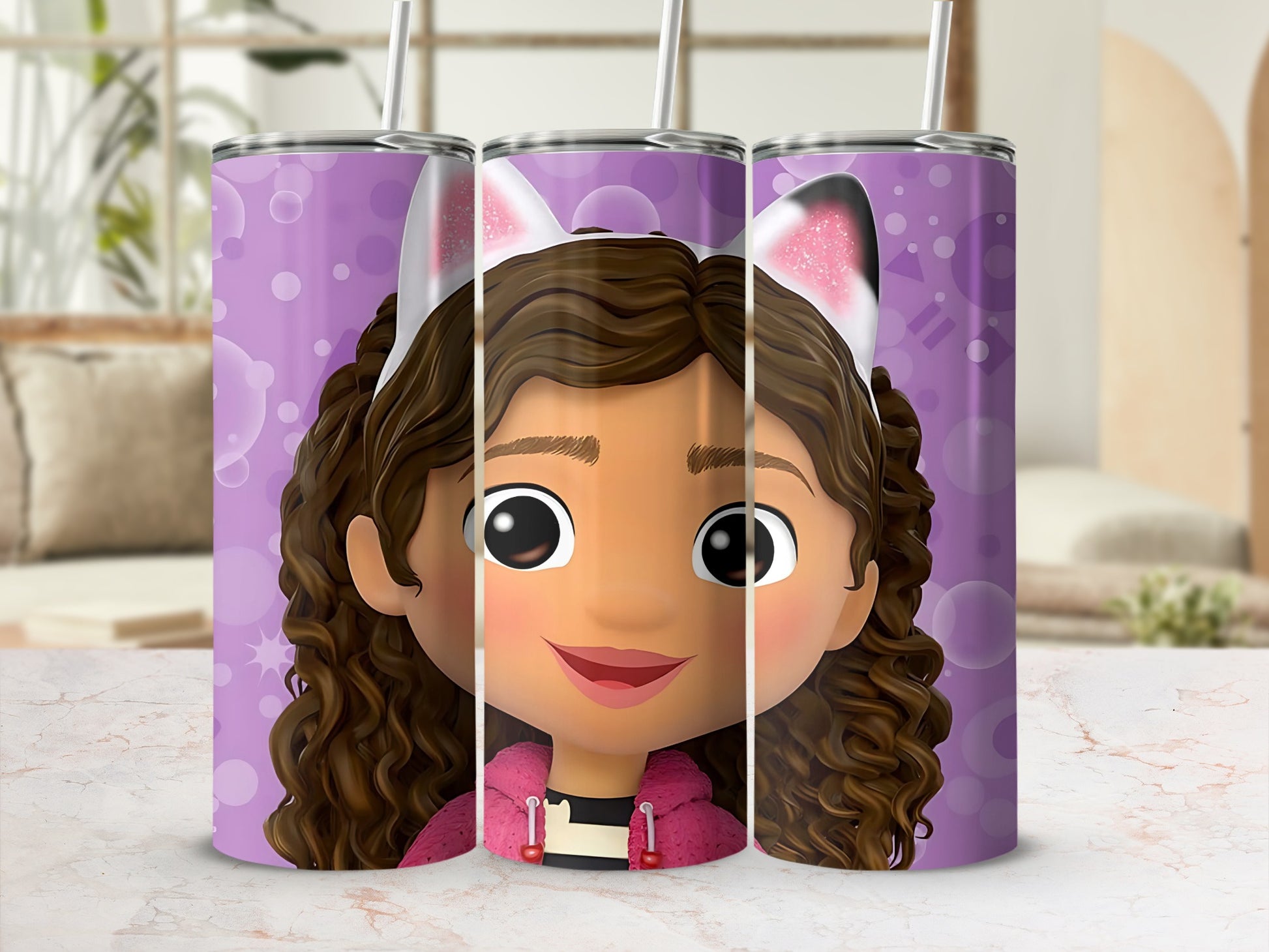 Cute Animated Character Design Purple Tumbler