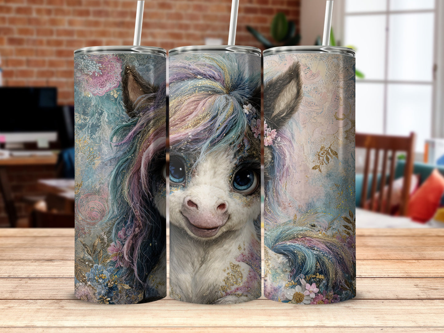 Adorable Unicorn Tumbler Cup with Colorful Fantasy Design