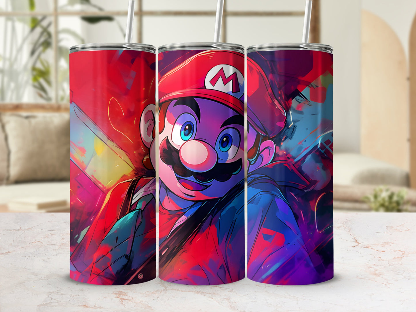 Vivid Artistic Mario Design Insulated Tumbler Cup