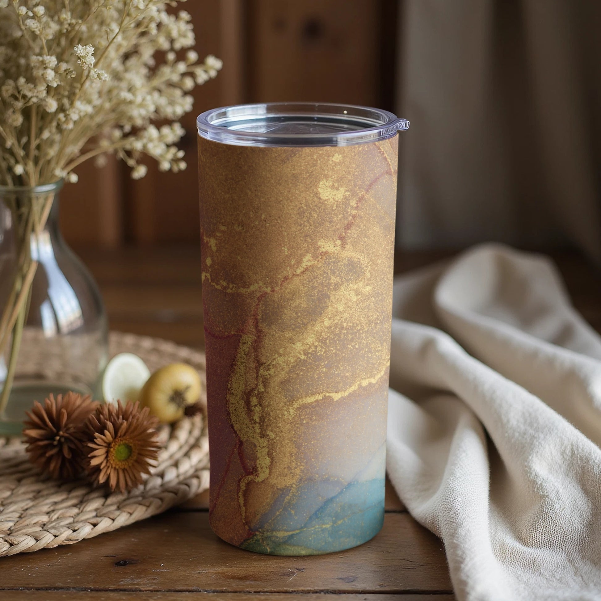 Artistic Marble Design Insulated Tumbler