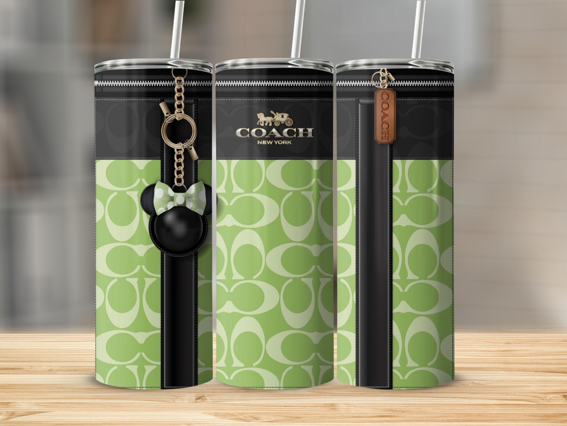 Elegant Coach New York Tumblers with Keychain Accessory