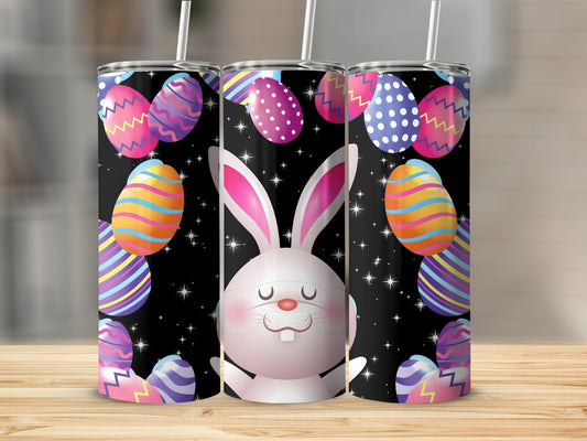 Colorful Easter Eggs and Bunny Stainless Steel Tumbler