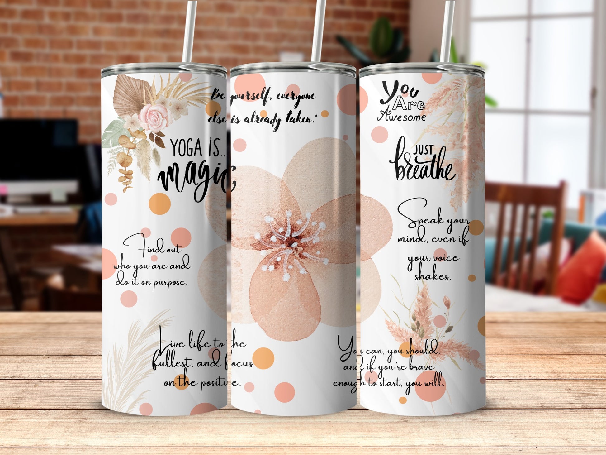 Motivational Yoga Designs Insulated Drink Tumblers
