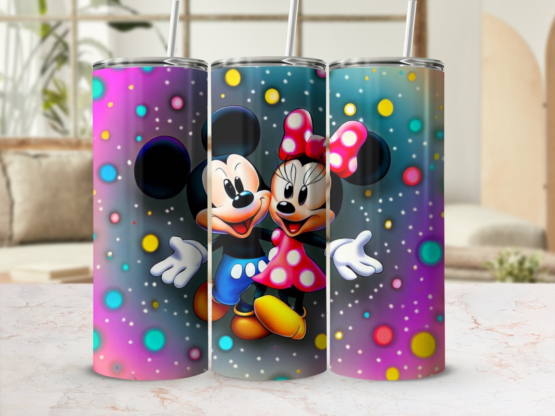 Mickey Minnie Mouse Polka Dots Tumbler Design