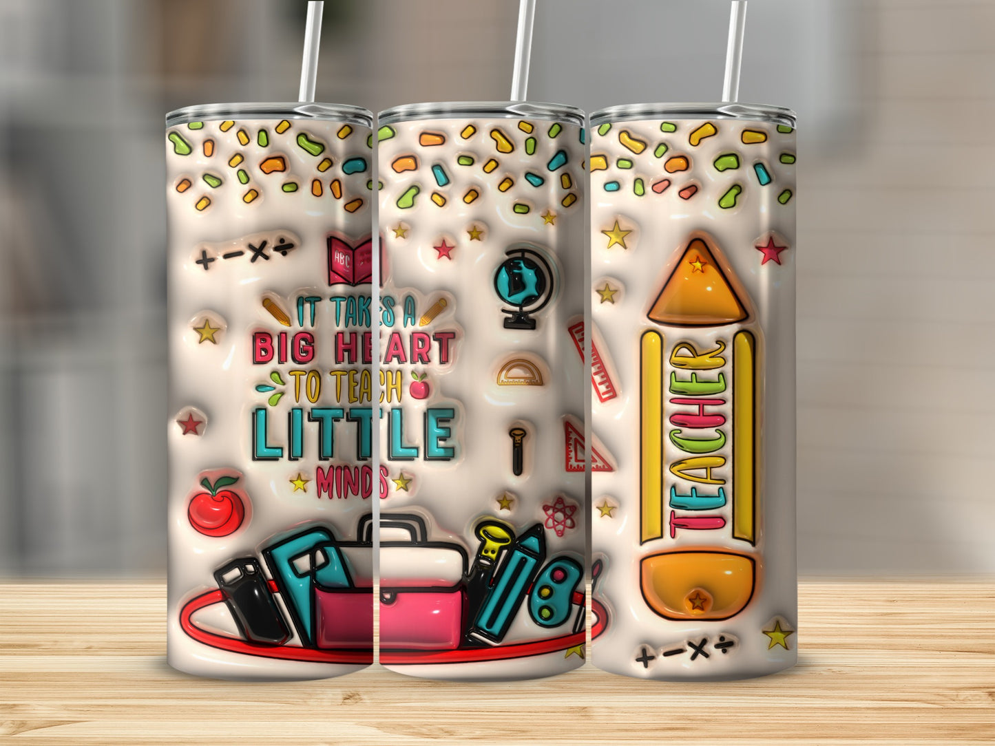 Big Heart Teach Little Minds Teacher Design Tumblers