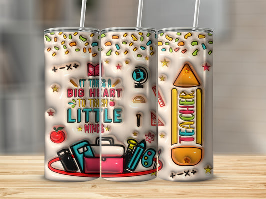 Big Heart Teach Little Minds Teacher Design Tumblers