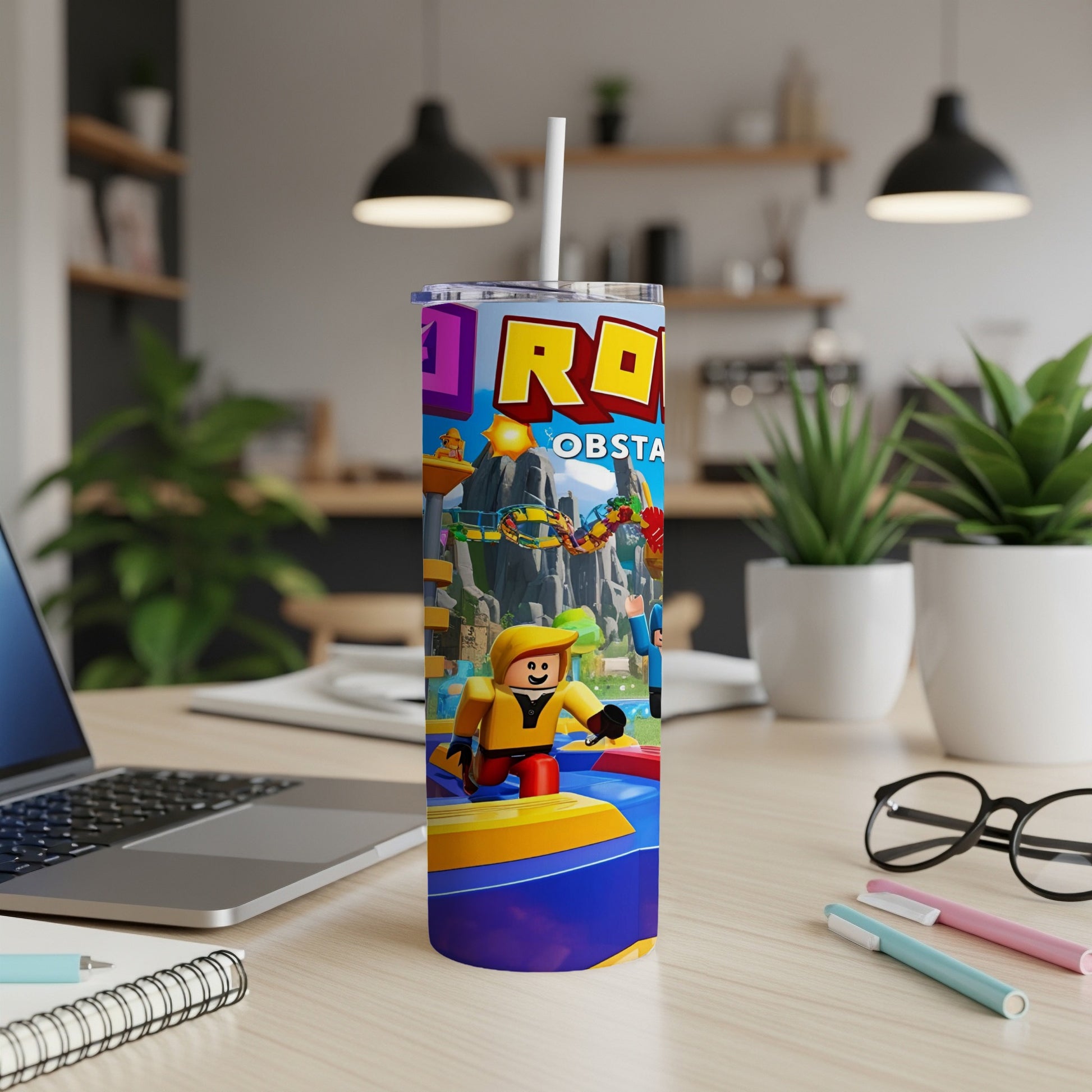 Roblox Obstacle Course tumbler with a character running.