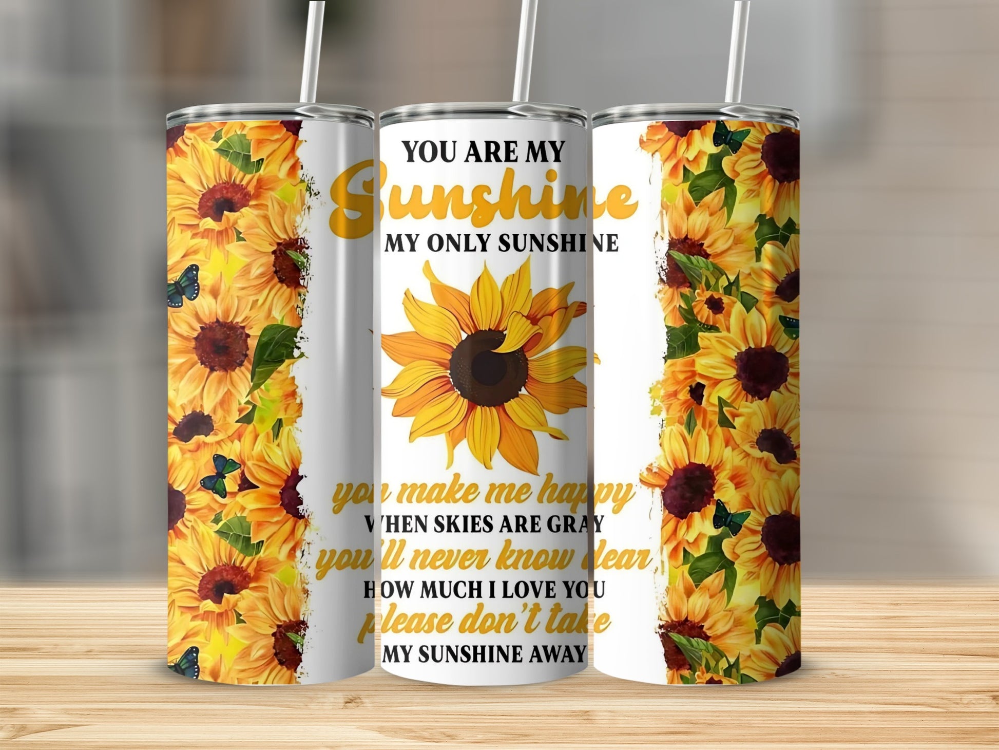 You Are My Sunshine Floral Sunflower Tumbler